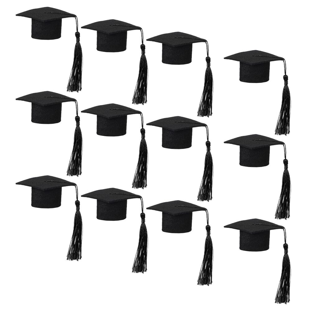 4560 12 Pcs Mini Graduation Cap Wine Bottle Toppers, Felt Graduation Hat
